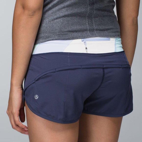 lululemon athletica Pants - Lululemon Run: Speed Short *4-way Stretch Cadet Blue / Su14 Quilt 32